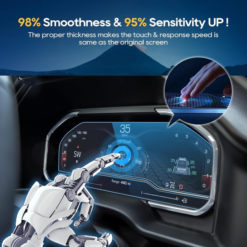 LFOTPP For 2025 2026 GMC Sierra Screen Protector- (2PCS)2022-2026 Sierra 1500& 2024-2026 Sierra 2500HD 3500HD (SLE/Elevation/SLT/AT4/AT4X/Denali/Denali Ultimate) 12.3 Inch Dash Touchscreen [HD Glass] - Image 3